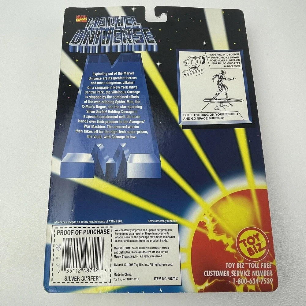 Marvel Universe Silver Surfer Space Surfing Action Figurine Toy Biz 1996 Sealed